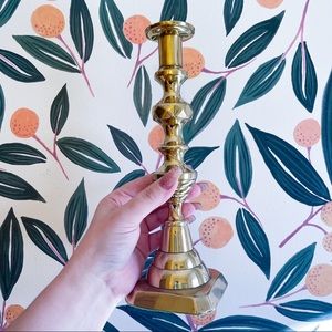 Antique Brass Beehive Candlestick Holder